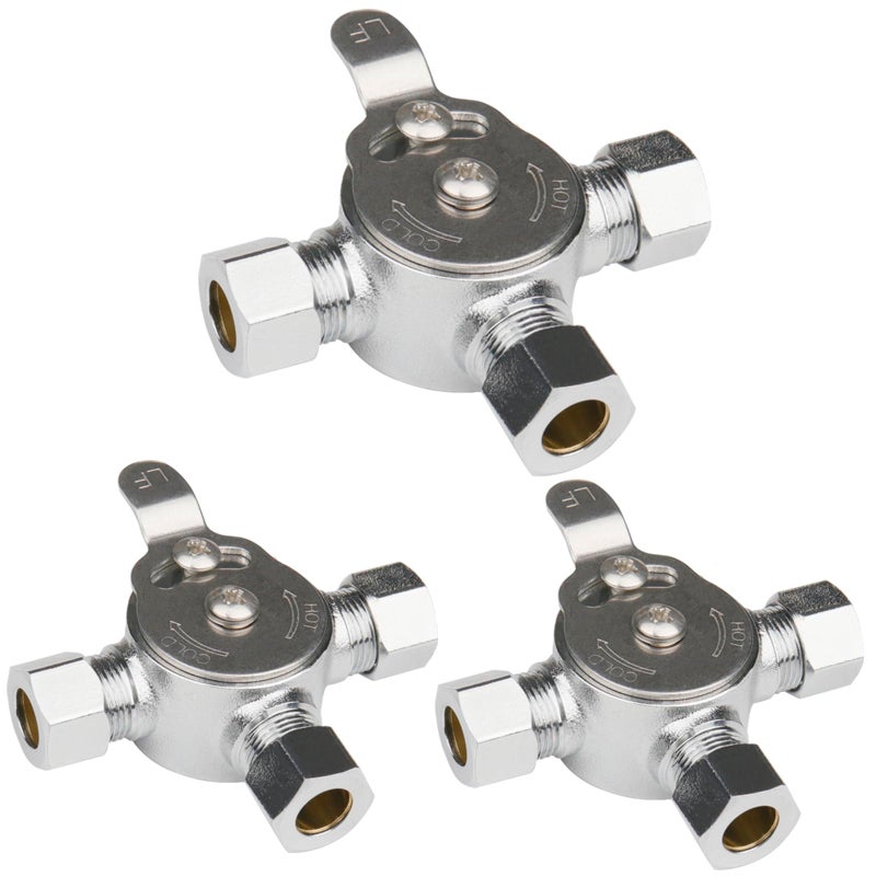 WHK 3 Packs Water Mixing Valve Hot Cold Water Mixer Inlets and Outlet is 38Inch by Compression Connection on Sink to Adjust Water TemptureLeadFree Brass - Image 2