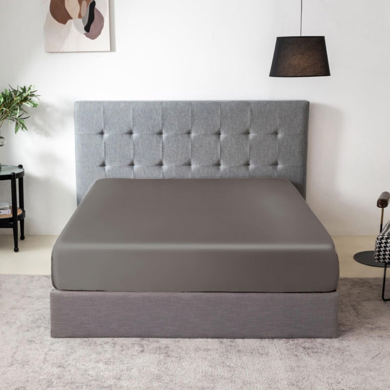 THXSILK THXSILK Natural Silk Fitted Bed Sheet  100% 7A+ Silk  Deep Pocket to 16 ""  Soft and Wrinkle Free  1 Fitted Sheet Only (King  Charcoal)  - Image 1