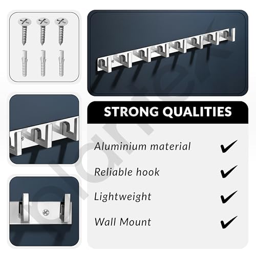 Plantex Bathroom Hooks for Hanging with L-Shape Hooks - Door Hooks for Clothes/Towel/Keys - Pack of 3 - (8 Hooks, Chrome) - Image 5