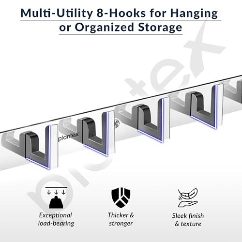 Plantex Bathroom Hooks for Hanging with L-Shape Hooks - Door Hooks for Clothes/Towel/Keys - Pack of 3 - (8 Hooks, Chrome) - Image 2