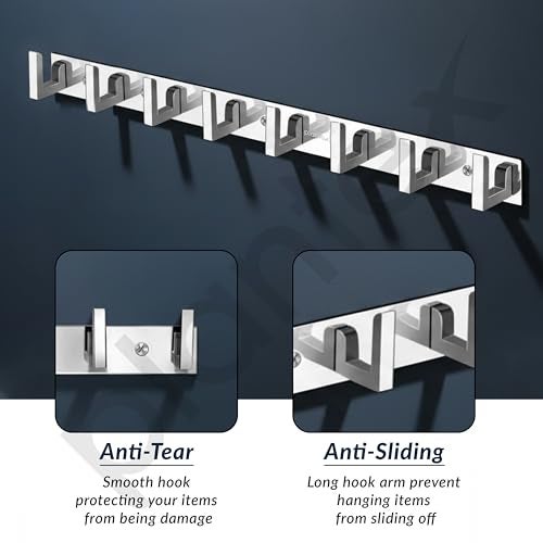 Plantex Bathroom Hooks for Hanging with L-Shape Hooks - Door Hooks for Clothes/Towel/Keys - Pack of 3 - (8 Hooks, Chrome) - Image 3