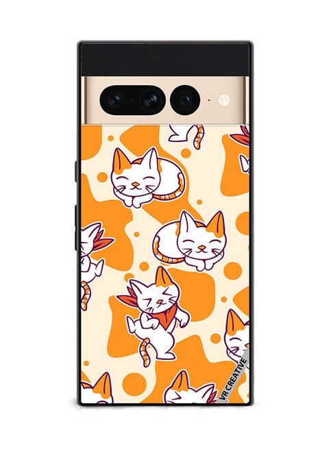 Protective Case Cover For Google Pixel 7 Pro Chilling Cat Pattern Design Multicolour