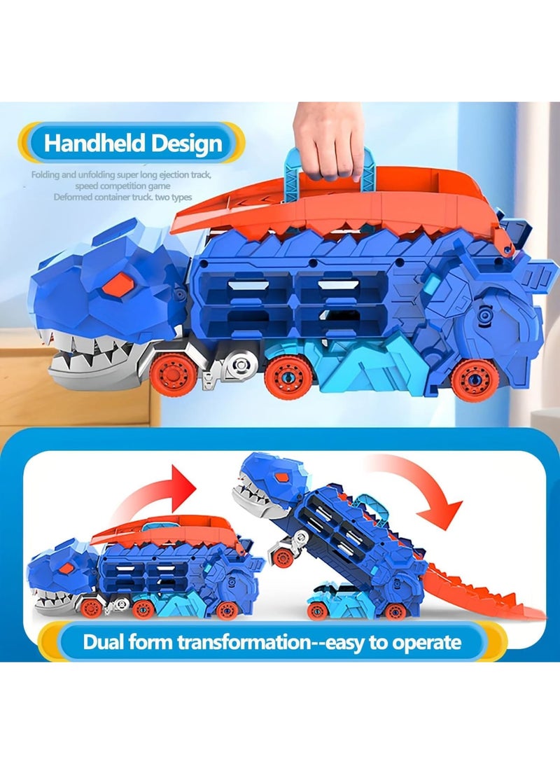 SOLARAE لعبة مسار الديناصور النهائي من سيتي، تتحول إلى ديناصور ضخم، ناقل سبائك نهائي مع مسار سباق طرد، هدايا ألعاب للأطفال من 3-6 سنوات (8 سيارات) - Image 4