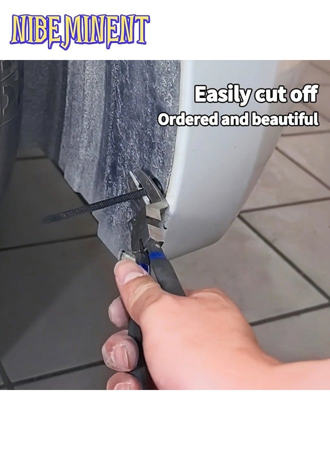 NIBEMINENT 100pcs Heavy-Duty Self-Locking Nylon Cable Ties with Black Plastic Zipper Pulls - High-Strength UV-Resistant Fasteners for Car Repair, Home, Office & Outdoor Use - Multi-Purpose Organizing Tools - Image 3
