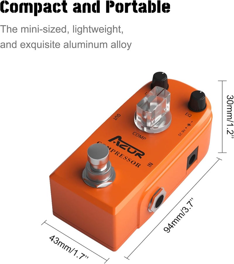 Azor Compressor Guitar Effect Pedal Ultimate Comp Pedal Compression Effect Pure Analog for Electric Guitar and Bass True Bypass - Image 2