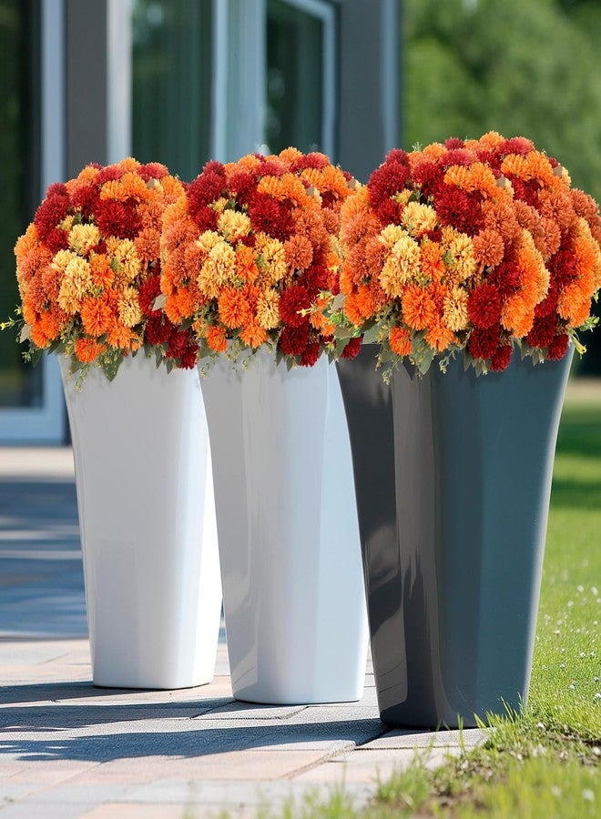 XunYee 12 Pcs Artificial Fall Flowers Faux Mums Burnt Orange Flowers Assorted Fake Silk Mums Chrysanthemums Bouquet Fall Marigold for Vase Table Floral Arrangement for Wedding Home Outdoor Autumn Decorations - Image 4
