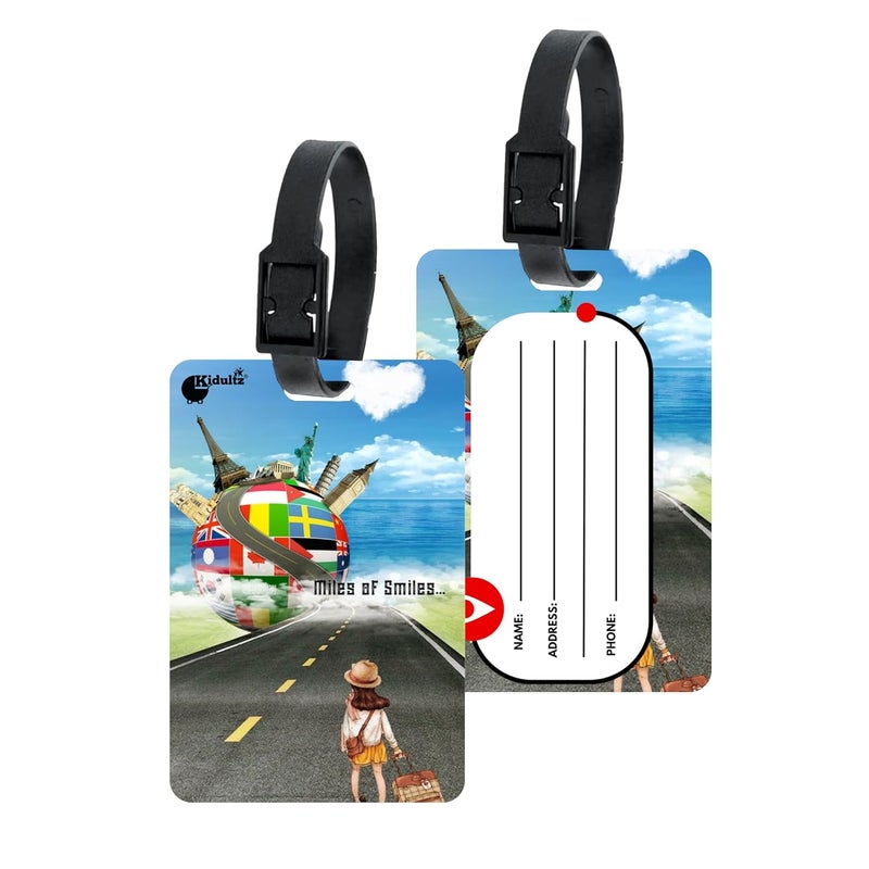 (Set of 10) Synthetic Luggage Tags with Stainless Steel Loop | Durable, Waterproof, Anti-Break Travel ID Tags for Suitcases, Backpacks, School & Office Bags (Model No.51)