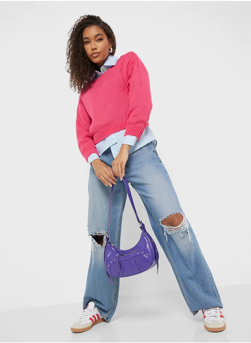 جينجر Light Weight Fine Knit Sweater