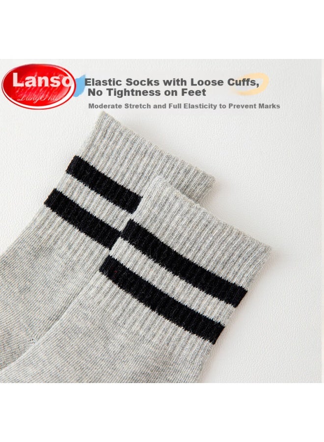 LANG SHA Langsha Children's Socks Boys' Four Seasons Campus Student White Socks Teenage Mid-tube Casual Sports Cotton Socks - Image 5