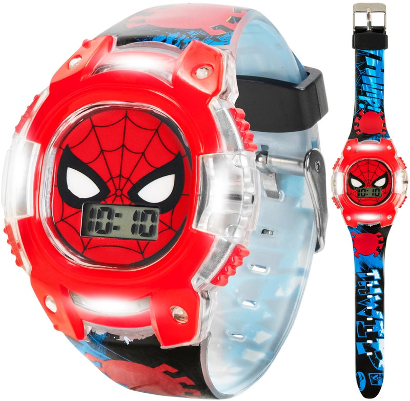 Marvel Spider-Man Kids Digital LCD Watch with Light-Up Bezel, Easy-Read Display, and Adjustable Strap â€“ Fun Digital Watch for Boys & Girls â€“ Fits Wrists 5.5â€-8â€ â€“ Includes Collectible Tin Box - Image 1