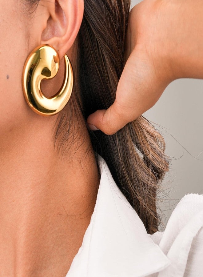 MIFYNN Trendy Chunky Gold Statement Earrings For Women Non Tarnish Chunky Statement Big Drop Dangle Earrings Lightweight Hypoallergenic Fashion Gold Jewelry Gifts for Womens - Image 5