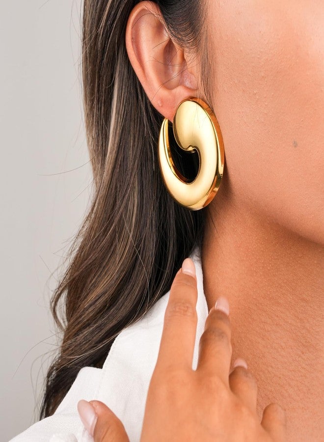 MIFYNN Trendy Chunky Gold Statement Earrings For Women Non Tarnish Chunky Statement Big Drop Dangle Earrings Lightweight Hypoallergenic Fashion Gold Jewelry Gifts for Womens - Image 2