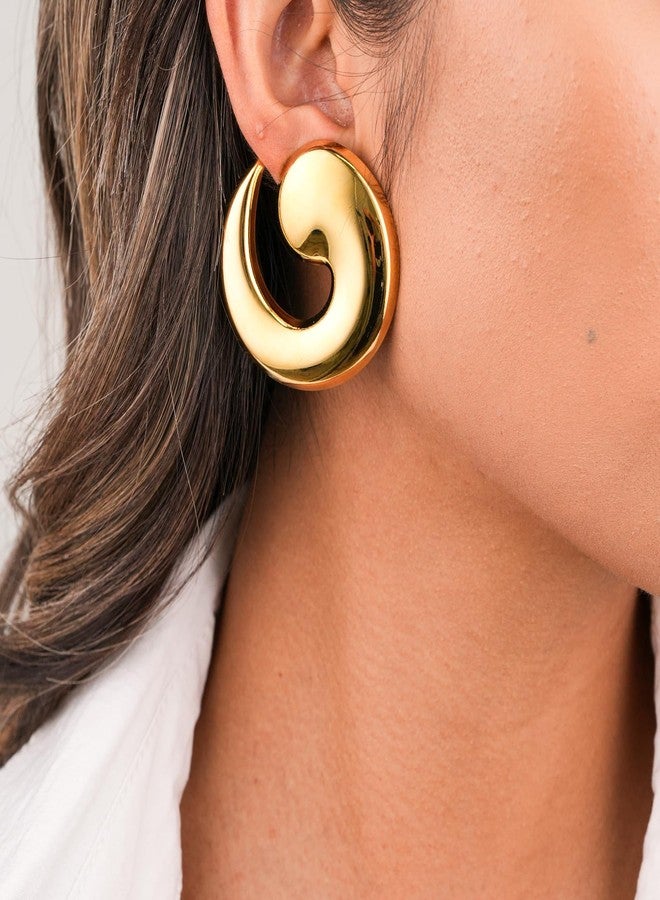 MIFYNN Trendy Chunky Gold Statement Earrings For Women Non Tarnish Chunky Statement Big Drop Dangle Earrings Lightweight Hypoallergenic Fashion Gold Jewelry Gifts for Womens - Image 3