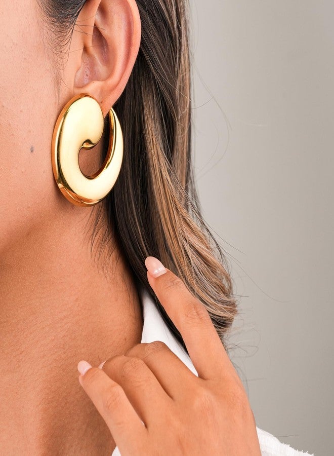 MIFYNN Trendy Chunky Gold Statement Earrings For Women Non Tarnish Chunky Statement Big Drop Dangle Earrings Lightweight Hypoallergenic Fashion Gold Jewelry Gifts for Womens - Image 4