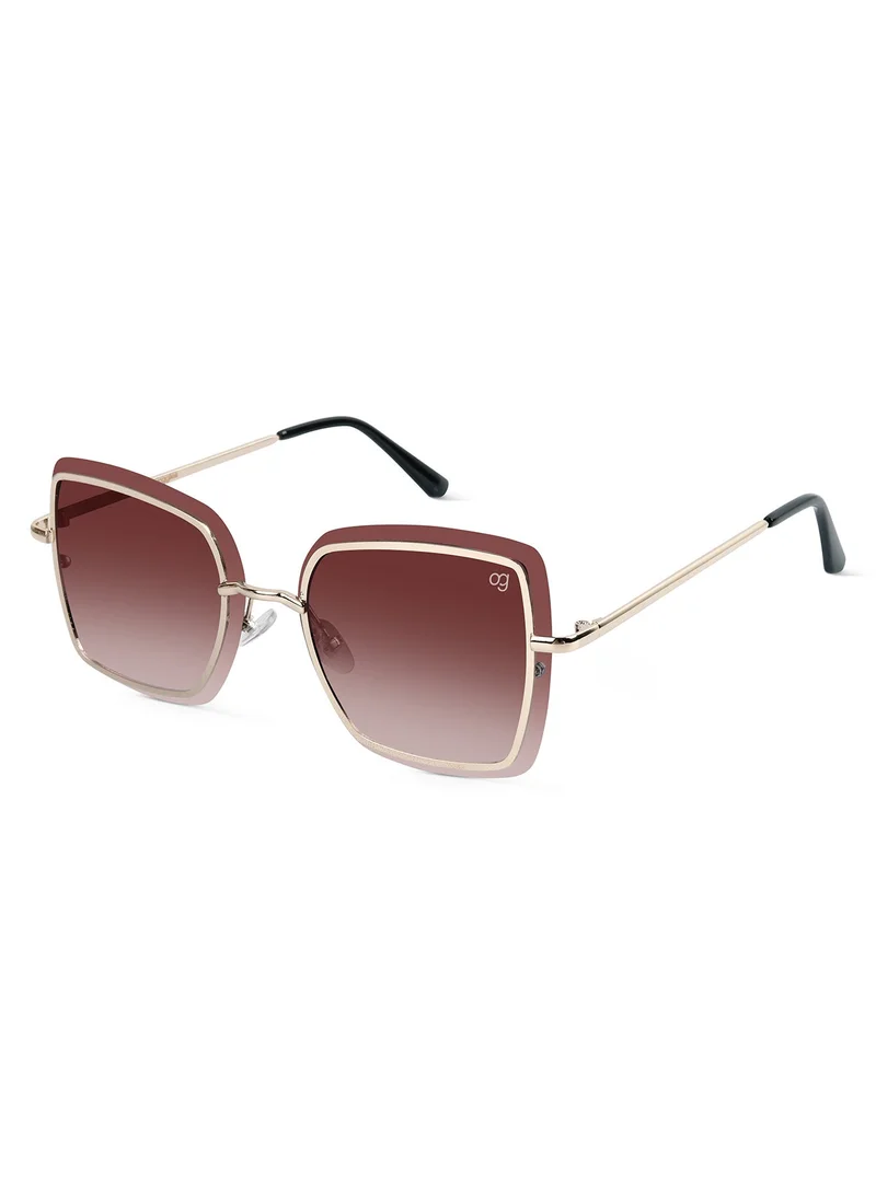 Woggles Latest &amp; Stylish UV Protected Golden Square Sunglasses for Women