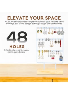 AC&L AC&L Jewelry Organizer Earning Holder with 36 Holes, Jewelry Display Stand For Earrings and Jewelry, Aesthetic Ear Stud Hanger, Gift For Women Girls (White)  - Image 4