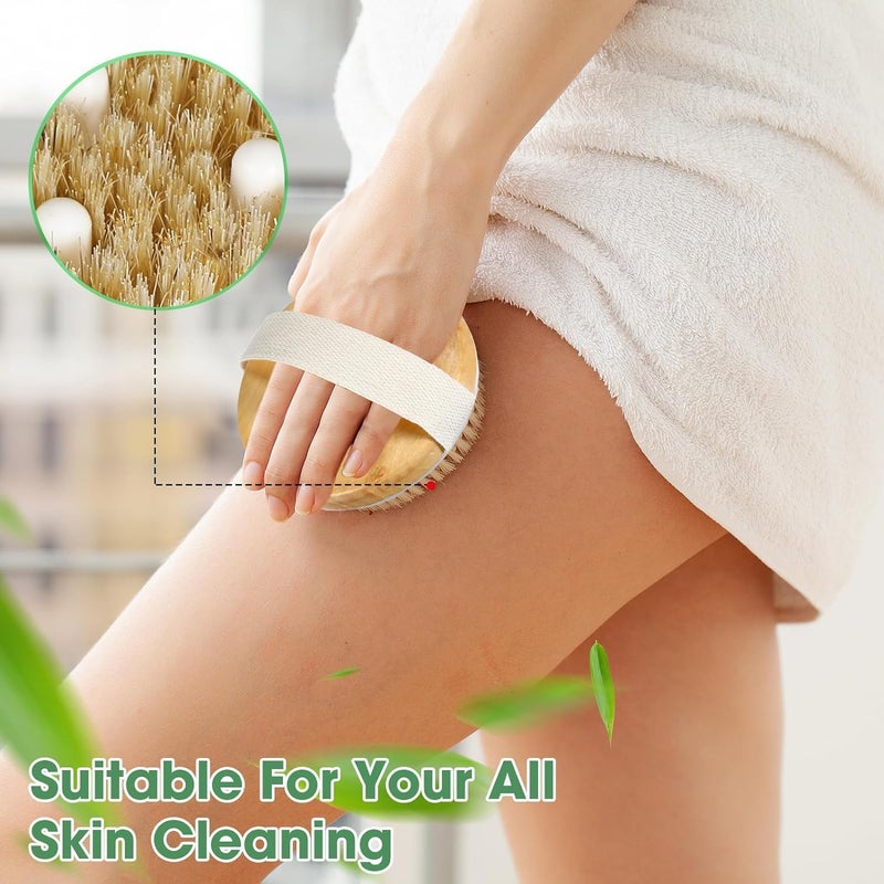 WOX MOX WOX MOX Wooden Bath Brush with Massaging Nodes for Dry brushing Wet and Dry Bath Brush for Cellulite and Lymphatic Suitable for all skin types  - Image 4
