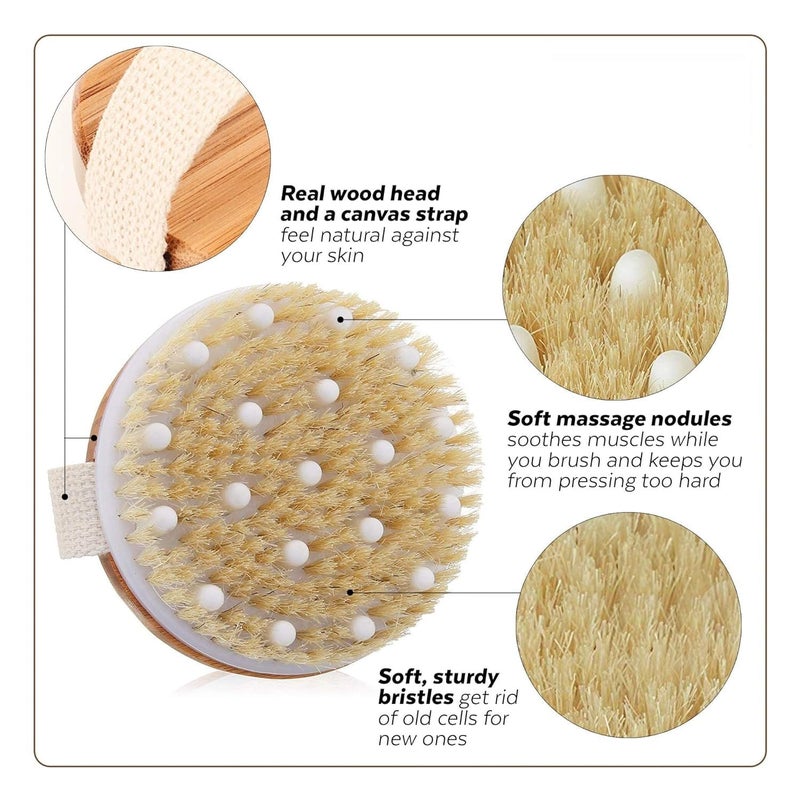 WOX MOX WOX MOX Wooden Bath Brush with Massaging Nodes for Dry brushing Wet and Dry Bath Brush for Cellulite and Lymphatic Suitable for all skin types  - Image 2