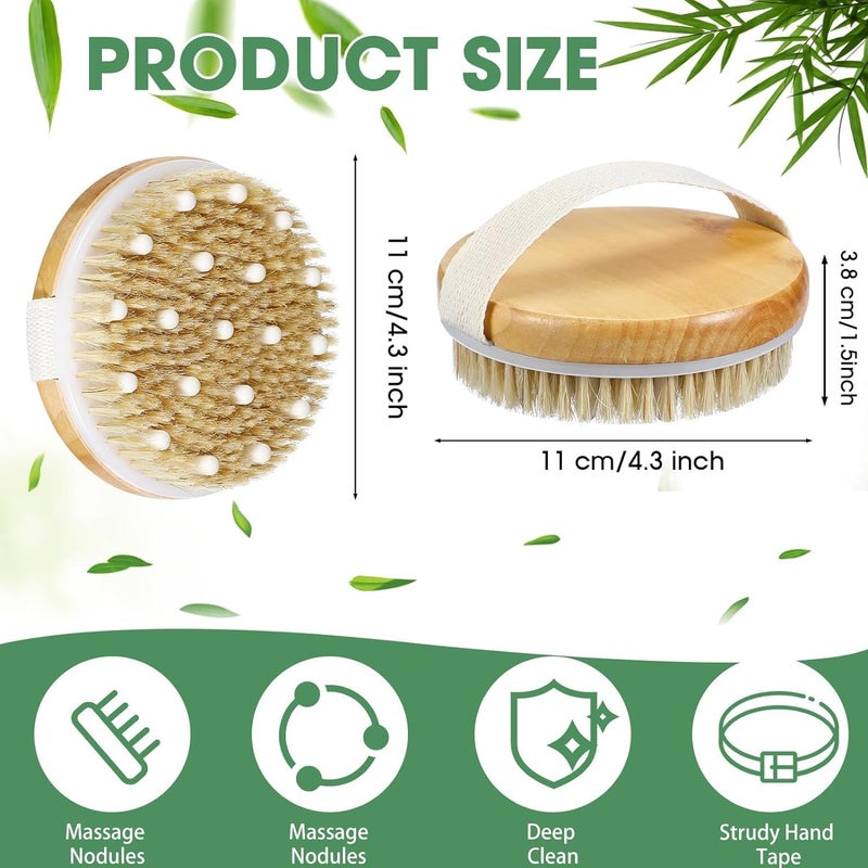 WOX MOX WOX MOX Wooden Bath Brush with Massaging Nodes for Dry brushing Wet and Dry Bath Brush for Cellulite and Lymphatic Suitable for all skin types  - Image 3