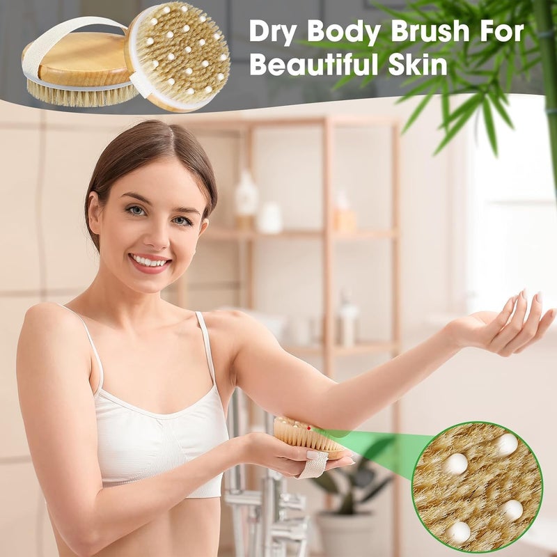 WOX MOX WOX MOX Wooden Bath Brush with Massaging Nodes for Dry brushing Wet and Dry Bath Brush for Cellulite and Lymphatic Suitable for all skin types  - Image 5