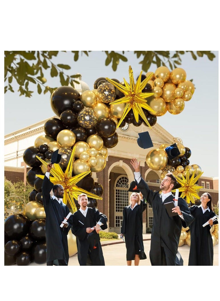 75-Piece Black and Gold Balloon Garland Arch Kit - 5, 10, 12, 18 Inch Black, Gold, and Confetti Latex Balloons for 2025 Graduation, New Year, Birthday, Anniversary, and Party Decorations - Image 2