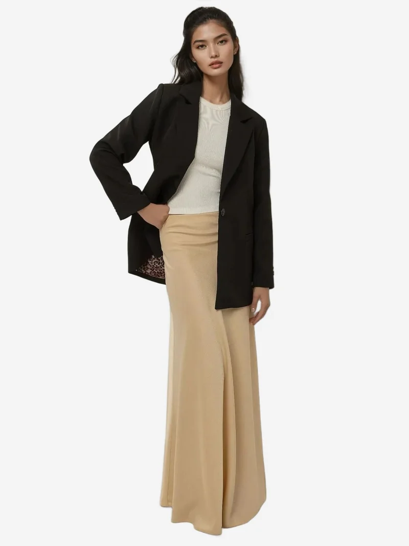 زوبعة تنورة ماكسي ساتان بخصر متوسط