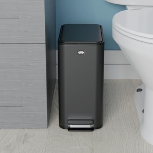 Clorox Slim Trash Can - 2.6 Gallon (10 Liter) Small Metal Trash Can with Soft Close Lid, Step Pedal, Removable Bucket - Black Stainless Waste Bin for Narrow Spaces, Bathroom, and Office - Image 5