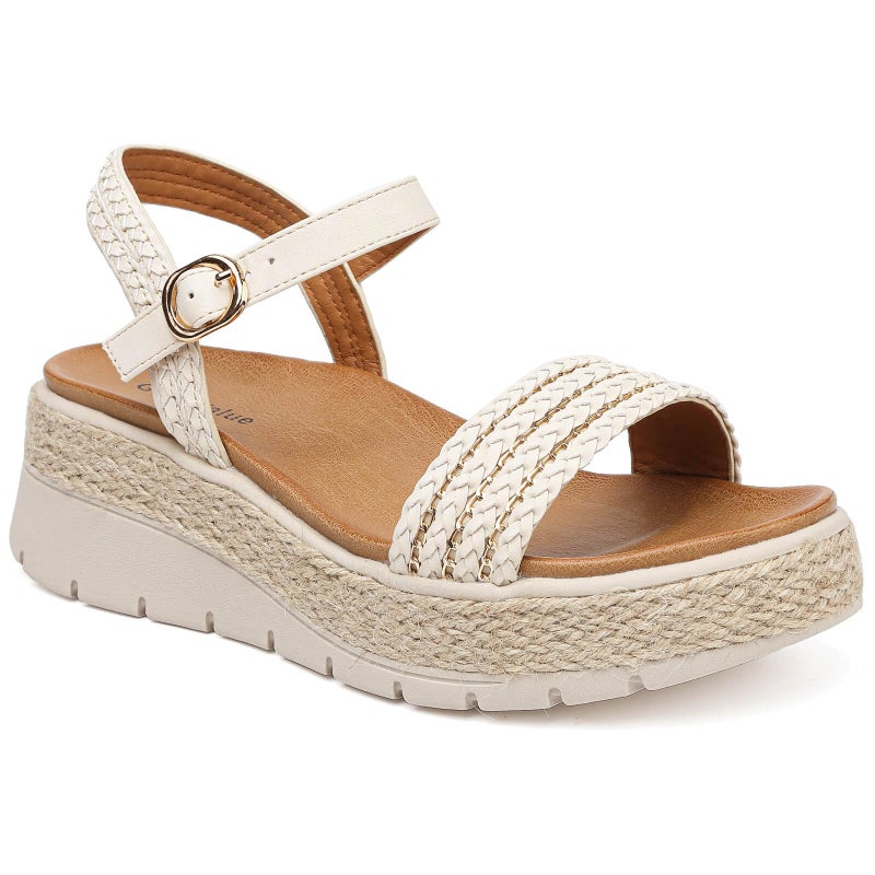 GoodValue Womens Platform Espadrille Wedge Sandals Open Toe Adjustable Ankle Strap Comfortable Flatform Sandals - Image 1