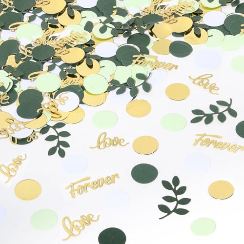 JNXCYQ Greenery Wedding Table ConfettiBridal Shower DecorationsSage Green Love Confetti for Engagement Table Decorations - Image 1