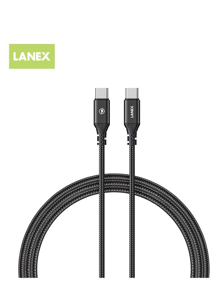 LANEX LS30CC Type-C to Lightning Cable, 1 Meter, Fabric, 60W, Black - Image 1