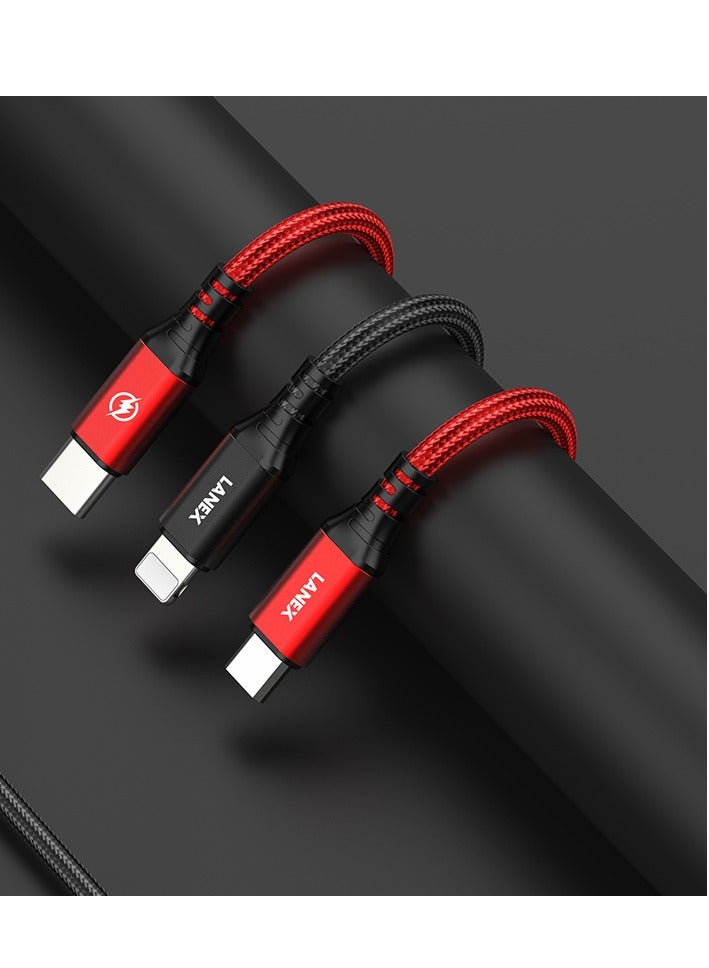 LANEX LS30CC Type-C to Lightning Cable, 1 Meter, Fabric, 60W, Black - Image 3