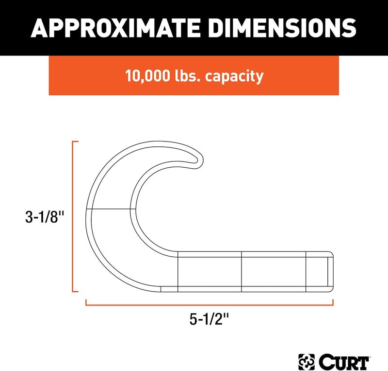 CURT Black Steel Tow Hook with 10,000 lbs Capacity - Image 2