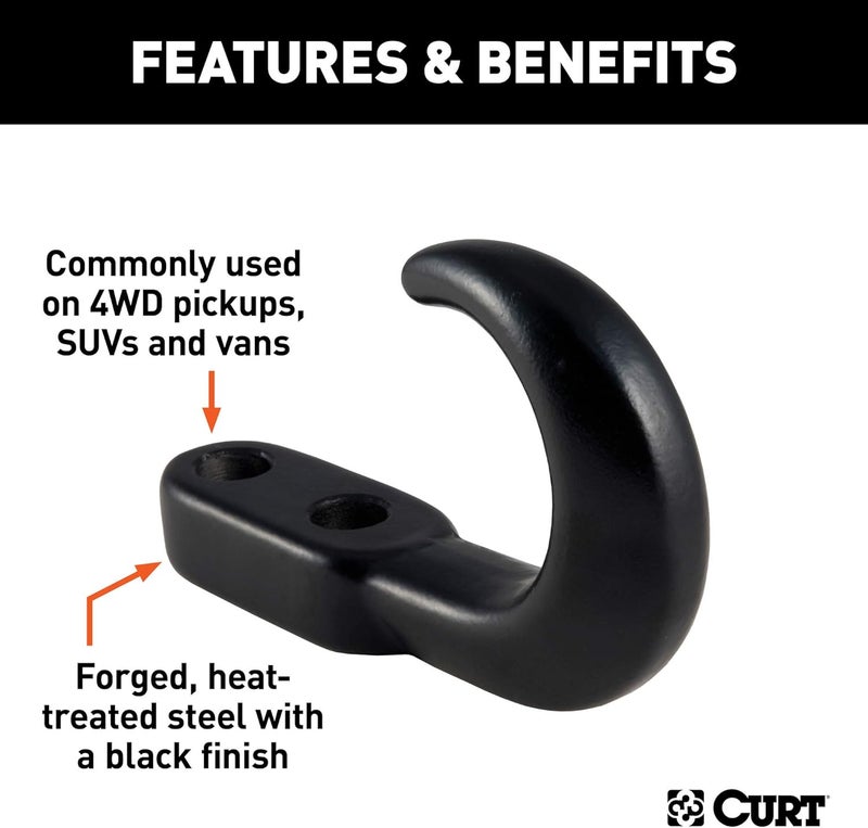 CURT Black Steel Tow Hook with 10,000 lbs Capacity - Image 3