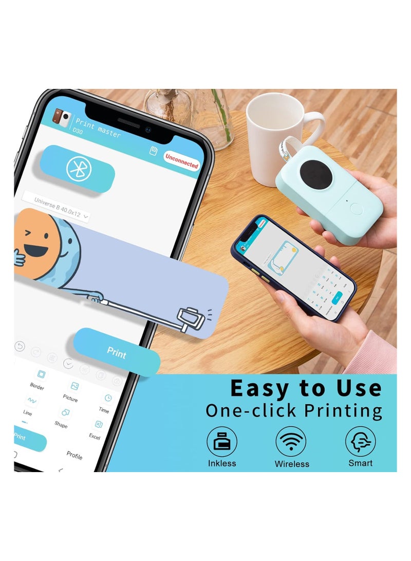 Labeller, Portable Bluetooth Mini Label Printer, Smartphone Handheld Thermal Sticker Small Sticker Multi-Template Font Icon Inkless for Home Office - Image 4