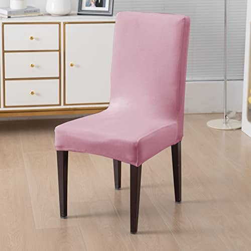 HOKIPO 200 GSM Premium Velvet Series Chair Covers Set of 4, Pink (AR-4735-PNK*4) - Image 2
