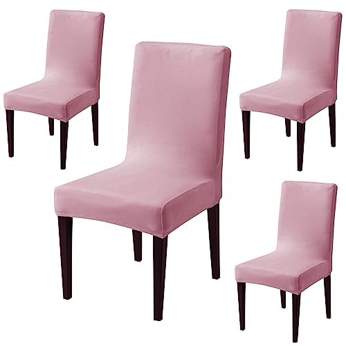 HOKIPO 200 GSM Premium Velvet Series Chair Covers Set of 4, Pink (AR-4735-PNK*4) - Image 1