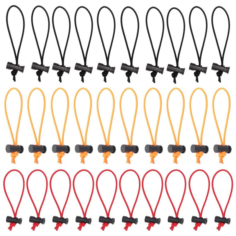 Foto&Tech Multipurpose Extra Thick Elastic Cable Tie And Organizer  Adjustable Cable Strap Toggle Tie  Reusable Tangle Tamer  Cable Management For Cord And Cable (16Cm  10 Bk+10 Or+10 Red) - Image 1