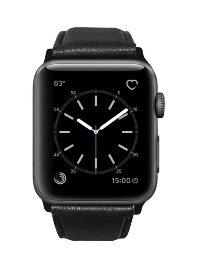 NIBEMINENT Oil Wax Genuine Strap Watchband For Apple Watch Series 7 41mm/6 & SE 5 4 40mm/3 2 1 38mm Black - Image 4
