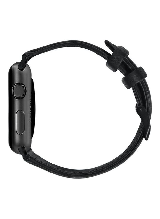 NIBEMINENT Oil Wax Genuine Strap Watchband For Apple Watch Series 7 41mm/6 & SE 5 4 40mm/3 2 1 38mm Black - Image 3