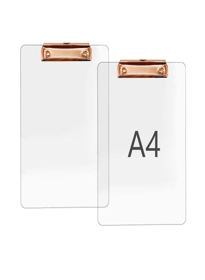 JIARI 2 Pack Clear Acrylic Office Clipboard A4 Letter Size 8.6" x 12.2" (Rose Gold) - Image 2