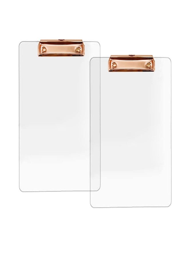 JIARI 2 Pack Clear Acrylic Office Clipboard A4 Letter Size 8.6" x 12.2" (Rose Gold) - Image 1