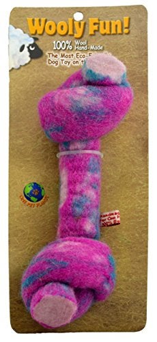 One Pet Planet Wool Knotted Bone Chew Toy 85Inch Magenta - Image 1