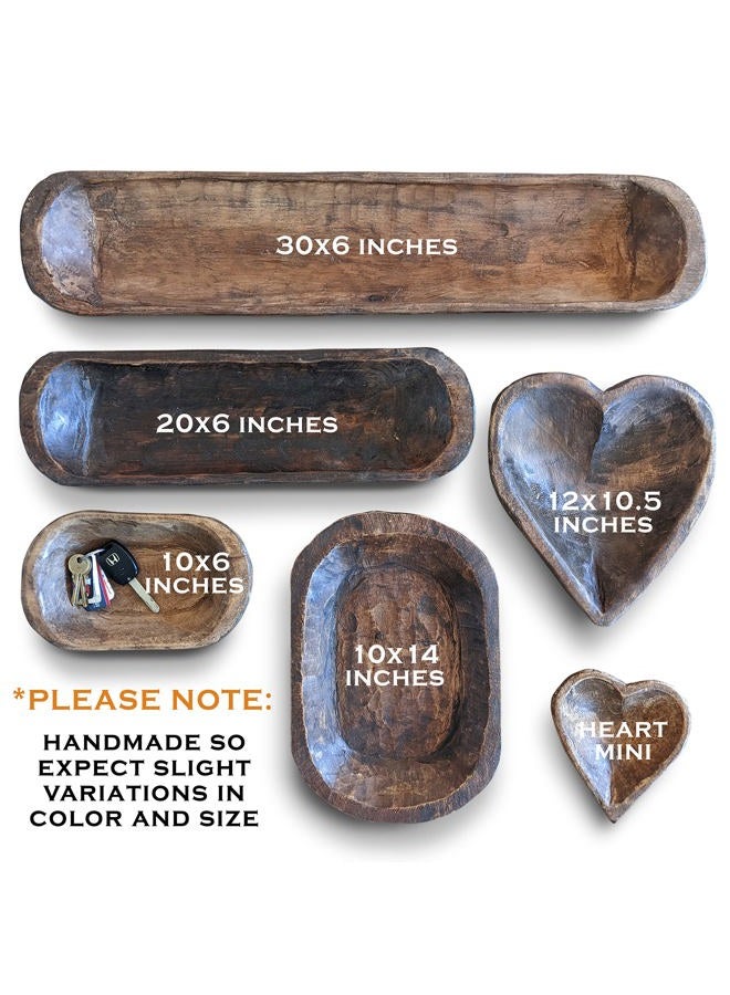 MAINEVENT Decorative Bowl Home Decor 10.5 x 12 Inches, Wooden Dough Bowl Decor, Wooden Bowl Decor Wood Bowl Dining Room Table Centerpiece Decor Bowl Wood Bowl Decorative Wood Dough Bowl Heart Shaped Bowl - Image 5