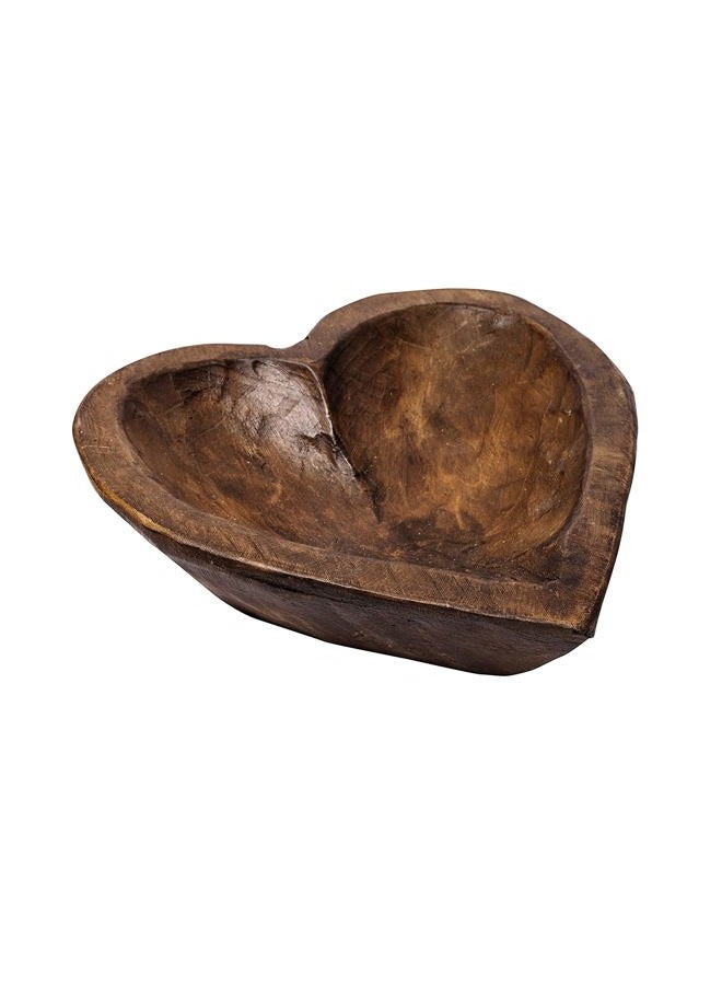 MAINEVENT Decorative Bowl Home Decor 10.5 x 12 Inches, Wooden Dough Bowl Decor, Wooden Bowl Decor Wood Bowl Dining Room Table Centerpiece Decor Bowl Wood Bowl Decorative Wood Dough Bowl Heart Shaped Bowl - Image 1