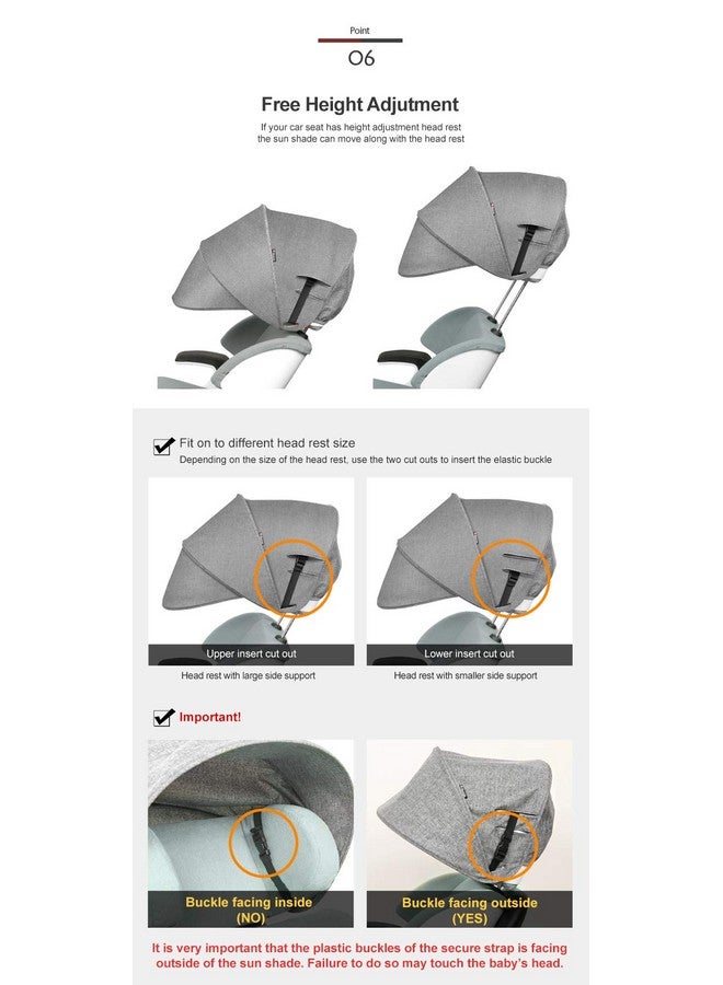 Manito Sun Shade Extender/Auxiliary Canopy for Car Seat (Black) - Image 5