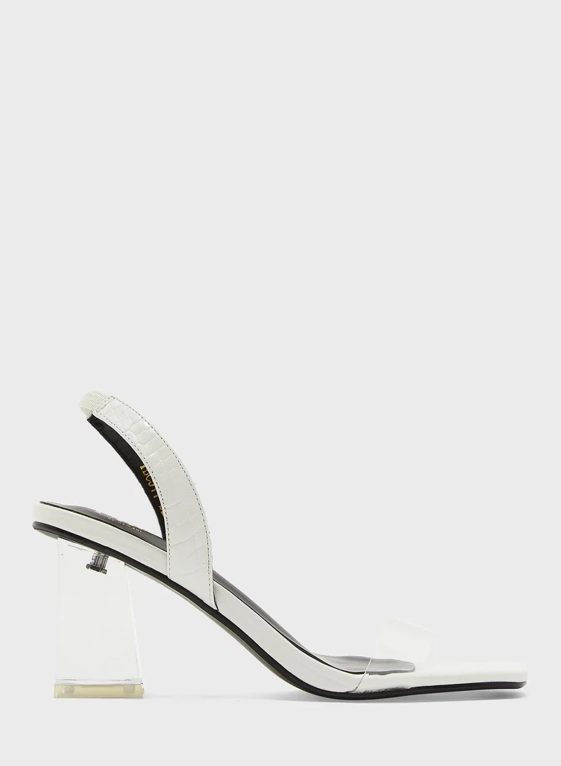 ELLA Square Toe Clear Strap Slingback Sandal With Persp