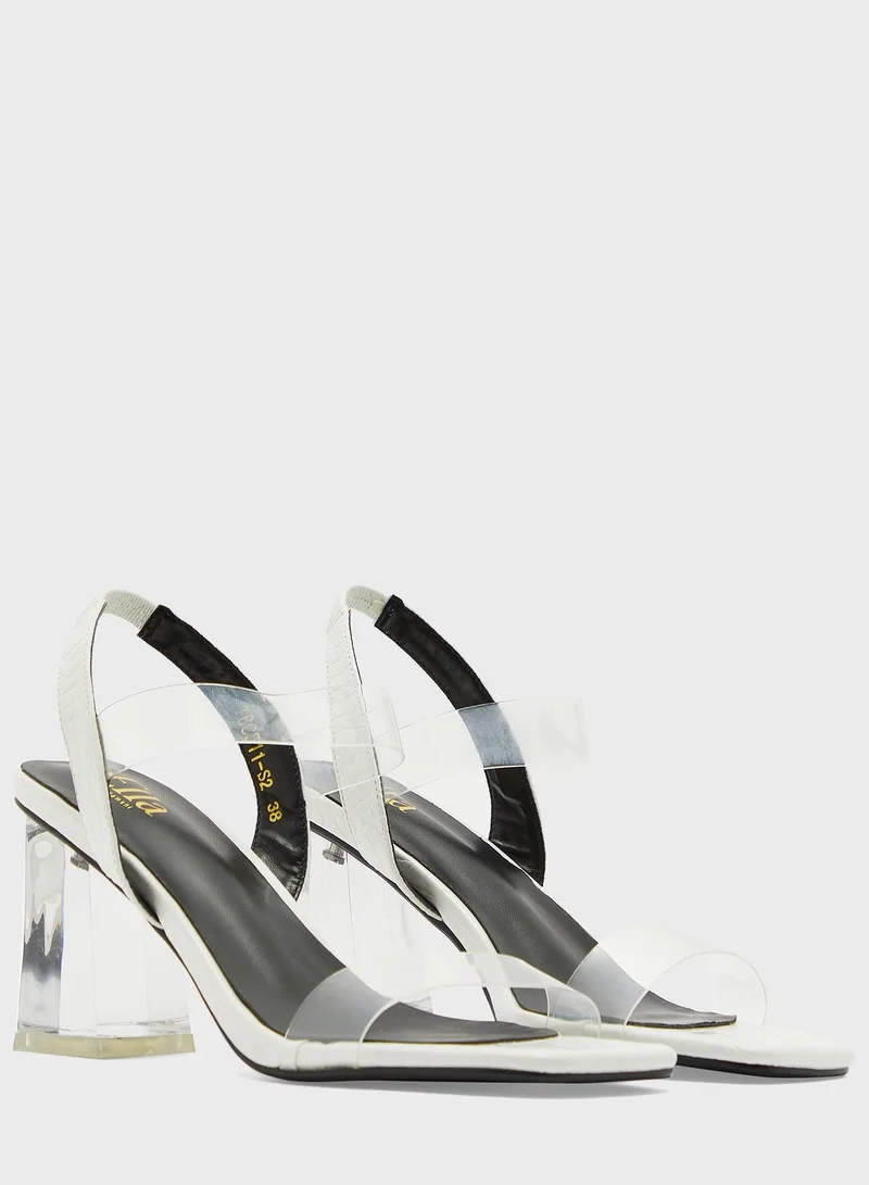 ELLA Square Toe Clear Strap Slingback Sandal With Persp