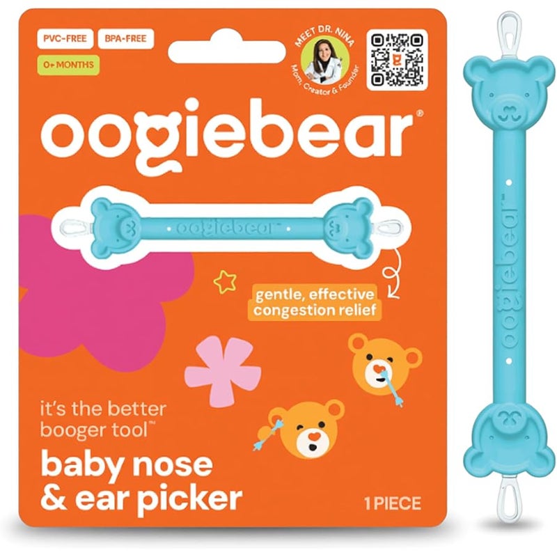oogiebear Baby Nose Cleaner & Ear Wax Removal Tool - Safe Booger & Earwax Removal for Newborns, Infants, Toddlers - Dual-Ended - Essential Baby Stuff - Image 1