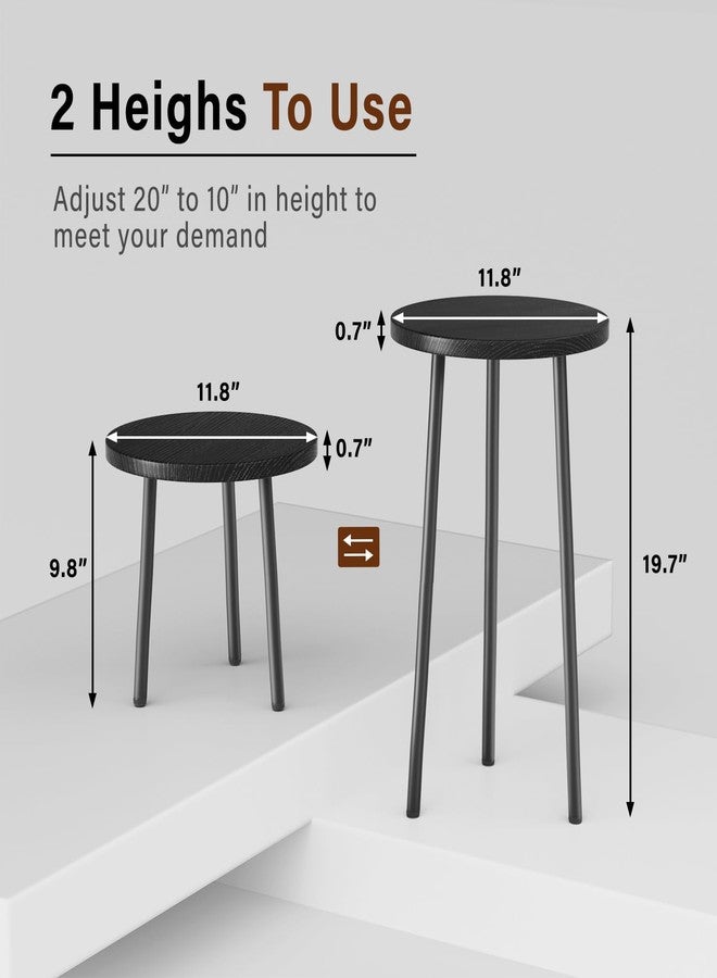 SAKSUN Plant Stand Indoor 2 Pack: Corner Wood 20 Inch Plant Stand Mid Century Modern Decor - Small Round Plant Table for Indoor Plants - Outdoor Plant Holder for Patio Living Room Bathroom Office (Black) - Image 2