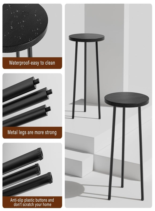 SAKSUN Plant Stand Indoor 2 Pack: Corner Wood 20 Inch Plant Stand Mid Century Modern Decor - Small Round Plant Table for Indoor Plants - Outdoor Plant Holder for Patio Living Room Bathroom Office (Black) - Image 3